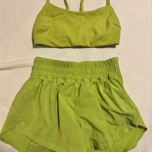 Lululemon highlighter yellow Sports Bra and Shorts Set